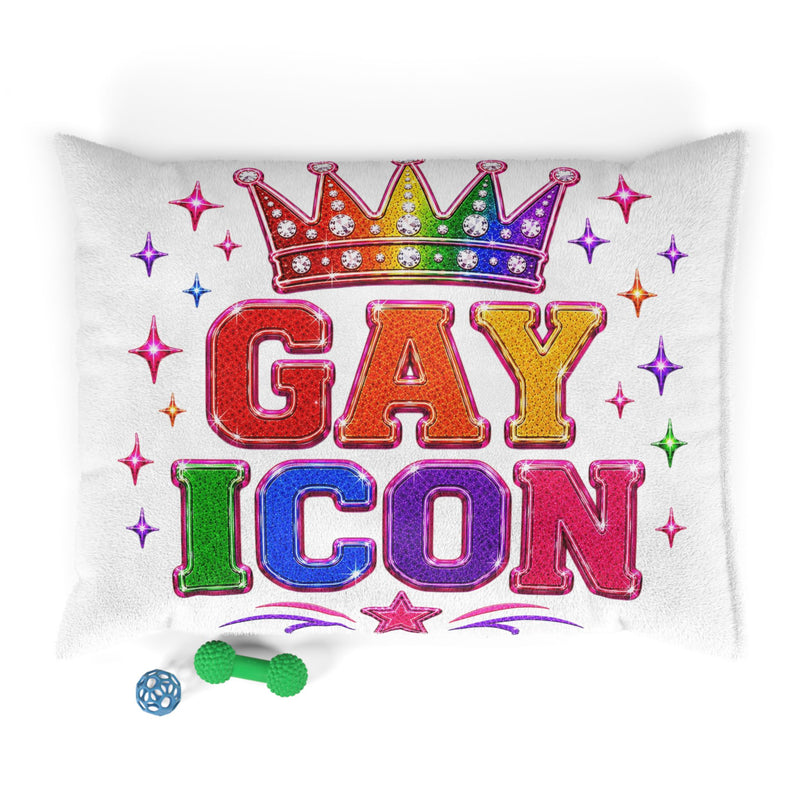 Gay Icon Pet Bed | Rainbow Pride Dog Bed, Colorful LGBTQ Chevron Pillow