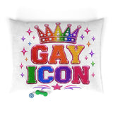 Gay Icon Pet Bed Size Large | Rainbow Pride Dog Bed, Colorful LGBTQ Chevron Pillow