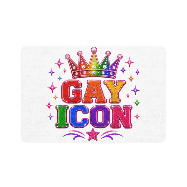 Gay Icon Pet Food Mat 12x18 | Rainbow Typography Paw Mat