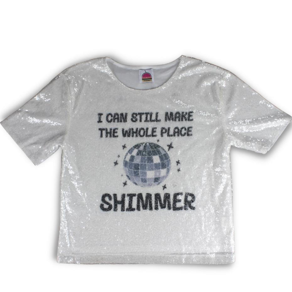 White Shimmer Quote Sequin Shirt – MEL THE CLOTHING