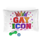 Gay Icon Pet Bed Size Small | Rainbow Pride Dog Bed, Colorful LGBTQ Chevron Pillow