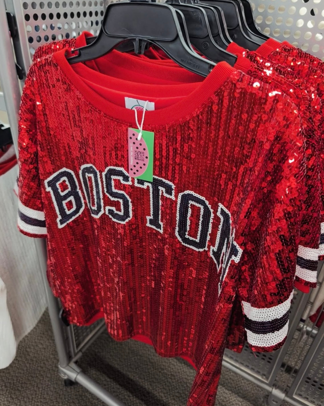 Navy, White and Red Sequin Boston Shirts MEL THE CLOTHING Navy, White and Red Sequin Boston Shirts MEL THE CLOTHING